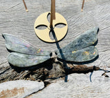 Labradorite Dragonfly Wings on Stand