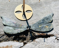 Labradorite Dragonfly Wings on Stand