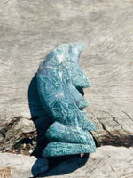 Moss Agate Moon Carving No 2
