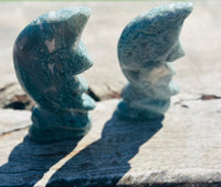 Moss Agate Moon Carving No 2
