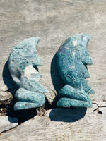 Moss Agate Moon Carving No 2