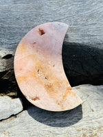 Pink Amethyst Moon on Stand Small