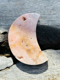 Pink Amethyst Moon on Stand Small