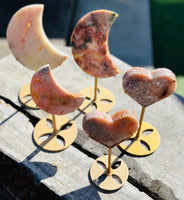 Pink Amethyst Moon on Stand Small