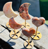 Pink Amethyst Moon on Stand Large No 2