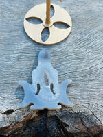 Druzy Agate Triple Moon Meditating Yoga Goddess on Stand No 1