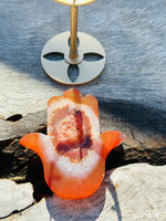Carnelian Druzy Hamsa Hand on Stand Small ❤️
