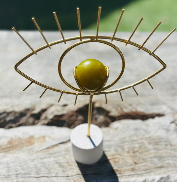 Evil Eye Sphere Stand with Green Serpentine Sphere