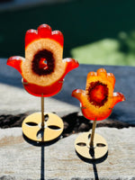 Carnelian Druzy Hamsa Hand on Stand Small ❤️