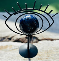Sodalite Sphere with Black Evil Eye Stand