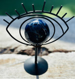 Sodalite Sphere with Black Evil Eye Stand