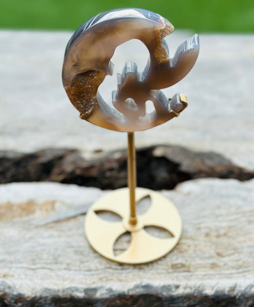 Druzy Agate Moon Fairy on Stand Small