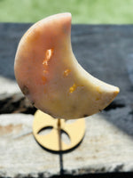 Pink Amethyst Moon on Stand Large No 2