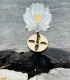 Selenite Lotus Flower on Gold Stand