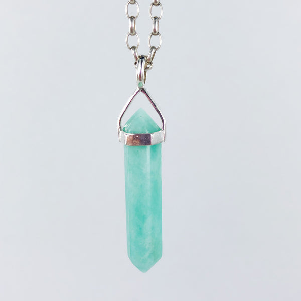 Amazonite Double Terminated Point Pendant with Sterling Silver