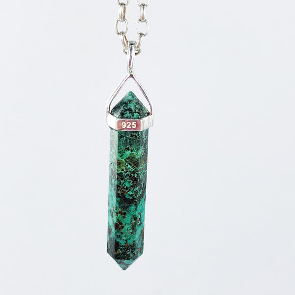 African Turquoise Double Terminated Point Pendant with Sterling Silver ❤️