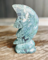 Moss Agate Moon Carving No 2