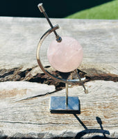 Rose Quartz Sphere 6cm on Silver Stand 💖