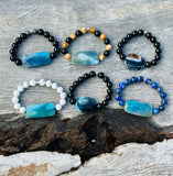 Black Onyx with Agate Feature Stone Beaded Bracelet ❤️