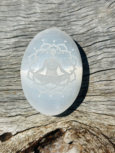 Selenite Chakra Palm Stone