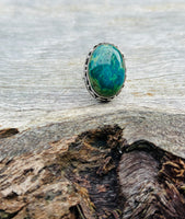 Chrysocolla with Sterling Silver Ring Size 8