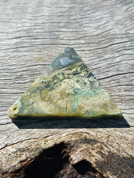 Ocean Jasper Pyramid Evil Eye Protection Flat Stone No 1