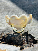 Druzy Agate Heart with Wings on Stand
