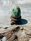 African Turquoise Egg with Wooden Stand