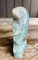Moss Agate Moon Carving No 2