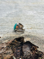 Turquoise 925 Silver Ring Size 8 ❤️