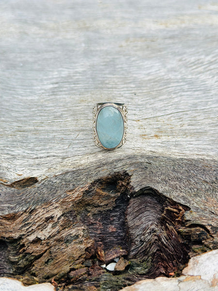Aquamarine set in 925 Sterling Silver Ring❤️