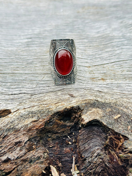 Carnelian Sterling Silver Ring Size 7