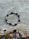 Sterling Silver with Garnet Beaded Bracelet