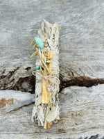 White Sage Stick Large with Palo Santo, Lavender & Daisies