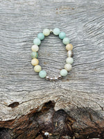 Amazonite 10mm with Sterling Silver Beads & Lotus Bracelet