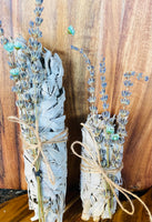 White Sage Stick Large with Lavender & Daisies