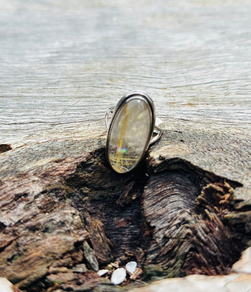 Rutilated Quartz with Sterling Silver Ring