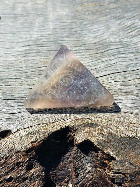 Fluorite Pyramid Evil Eye Protection Flat Stone No 2