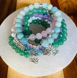 Rose Quartz with Sterling Silver Beads and Lotus Bracelet