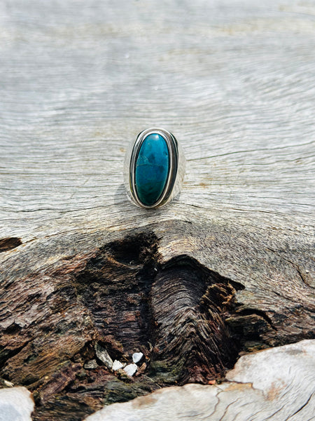 Chrysocolla with Sterling Silver Ring Size 8