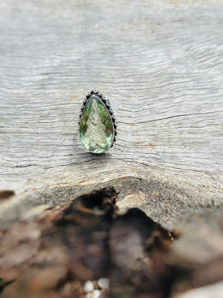 Green Amethyst with Sterling Silver Ring