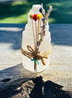 Selenite Tower Medium with Dried Flower and Lavender 💜