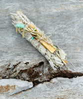 White Sage Stick Large with Palo Santo, Lavender & Daisies