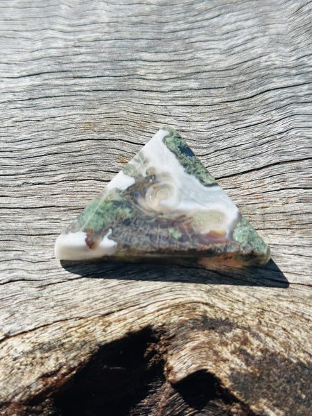 Ocean Jasper Pyramid Evil Eye Protection Flat Stone No 2
