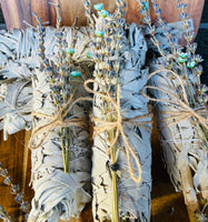 White Sage Stick Large with Lavender & Daisies