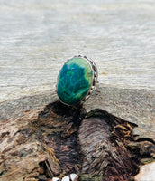 Chrysocolla with Sterling Silver Ring Size 8