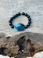 Black Onyx with Agate Feature Stone Beaded Bracelet ❤️
