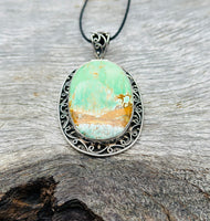 Variscite with Sterling Silver Pendant ❤️💚💜