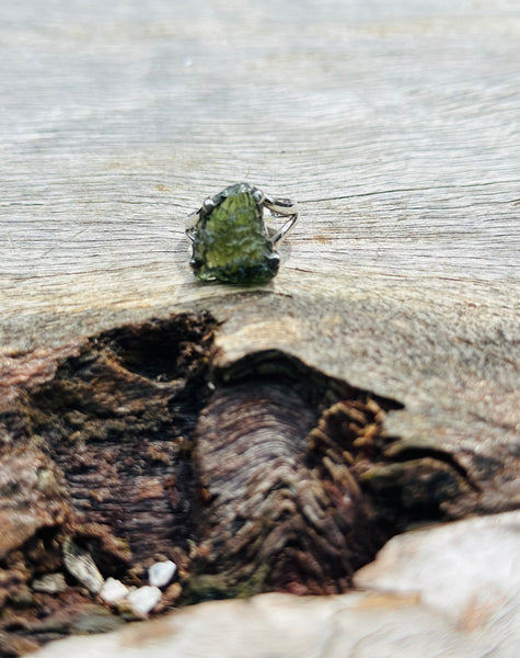 Moldavite with 925 Silver ring