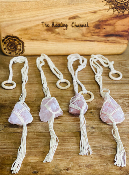 Macramé Rose Quartz Hanger 💖